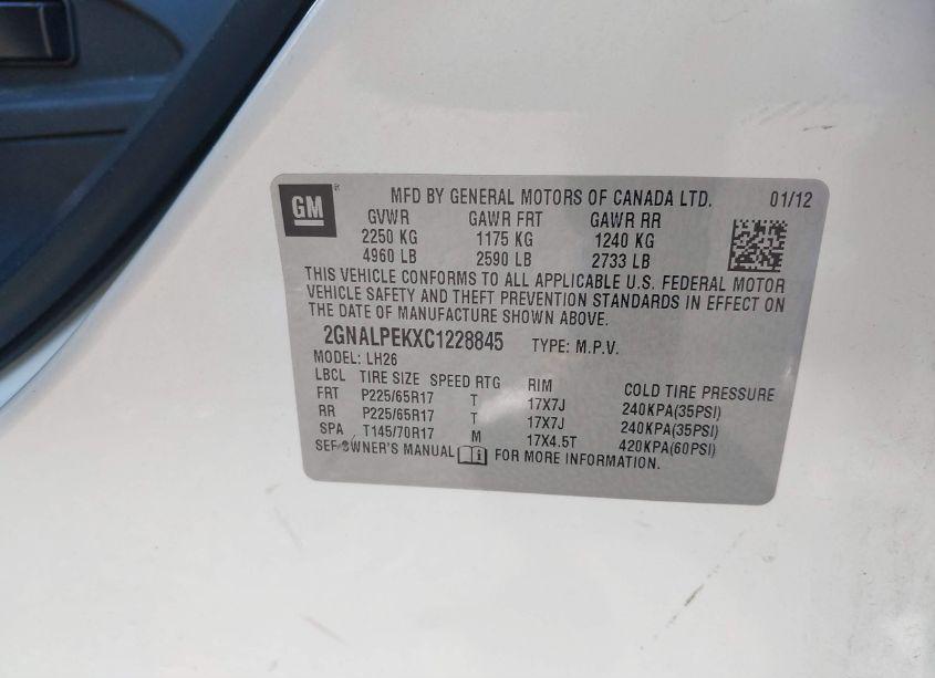 Photo 9 of 2012 Chevrolet Equinox 2LT (VIN 2GNALPEKXC1228845)