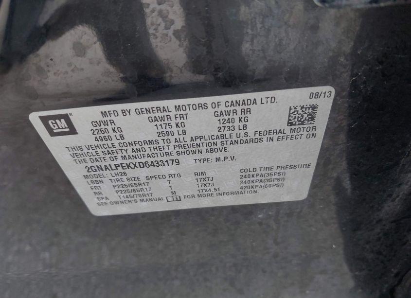 Photo 9 of 2013 Chevrolet Equinox 2LT (VIN 2GNALPEKXD6433179)