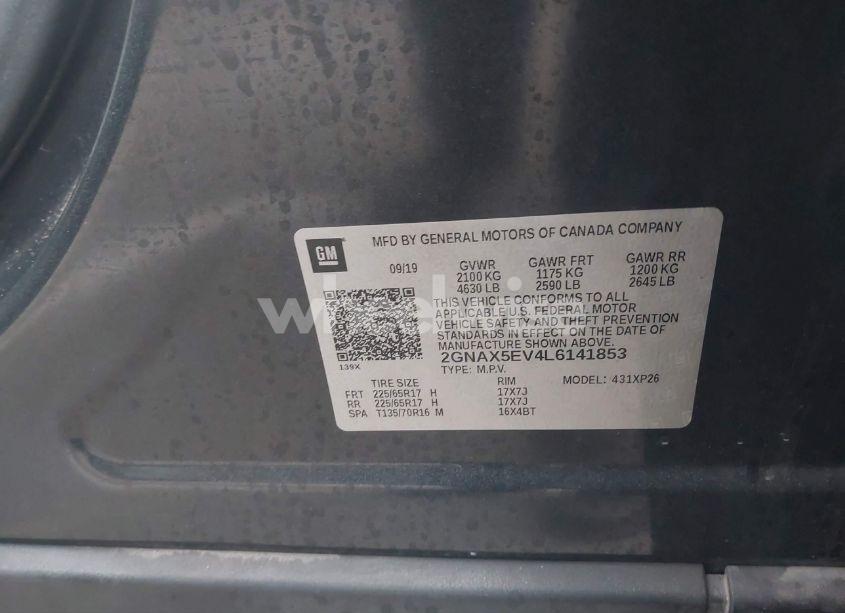 Photo 9 of 2020 Chevrolet Equinox AWD 1FL (VIN 2GNAX5EV4L6141853)