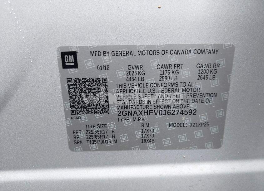 Photo 9 of 2018 Chevrolet Equinox LS (VIN 2GNAXHEV0J6274592)