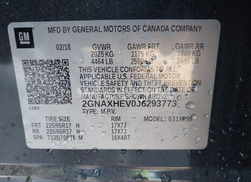 Photo 9 of 2018 Chevrolet Equinox LS (VIN 2GNAXHEV0J6293773)