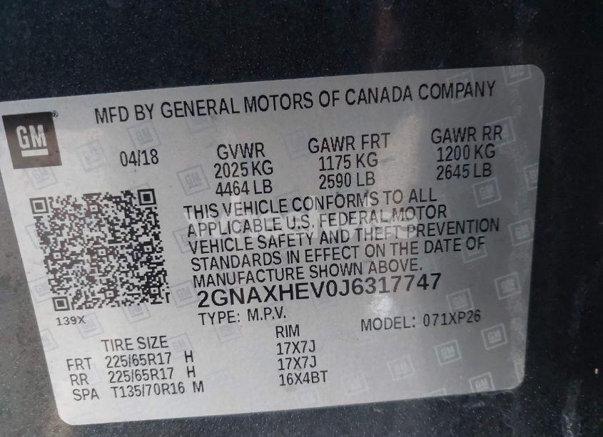 Photo 9 of 2018 Chevrolet Equinox LS (VIN 2GNAXHEV0J6317747)