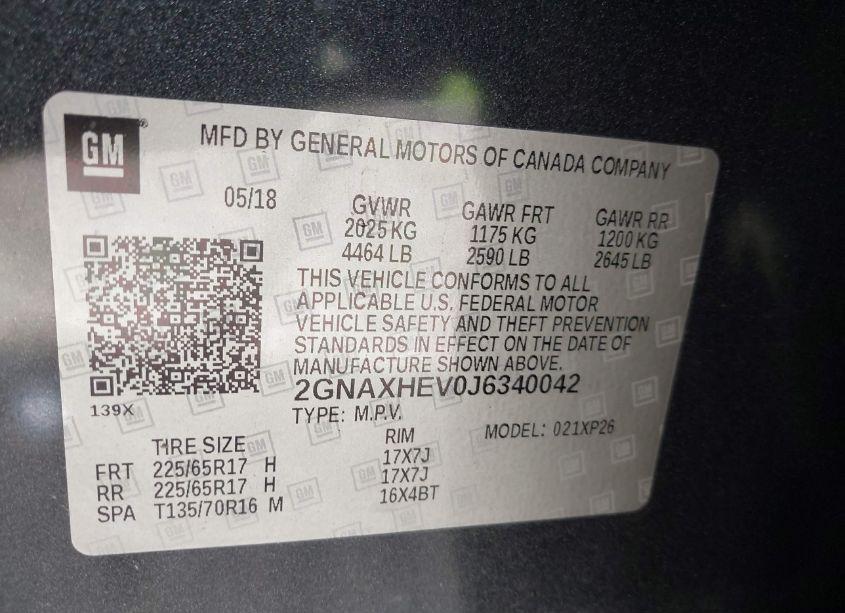 Photo 9 of 2018 Chevrolet Equinox LS (VIN 2GNAXHEV0J6340042)