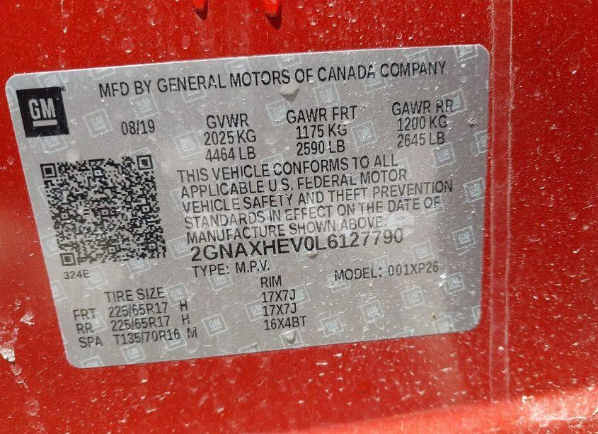 Photo 9 of 2020 Chevrolet Equinox FWD LS (VIN 2GNAXHEV0L6127790)