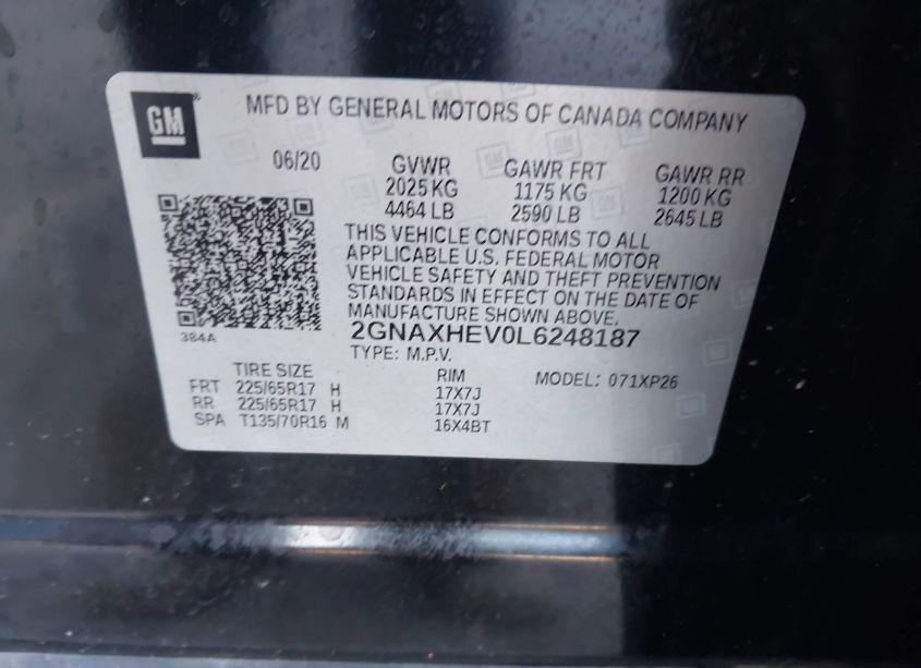 Photo 9 of 2020 Chevrolet Equinox FWD LS (VIN 2GNAXHEV0L6248187)