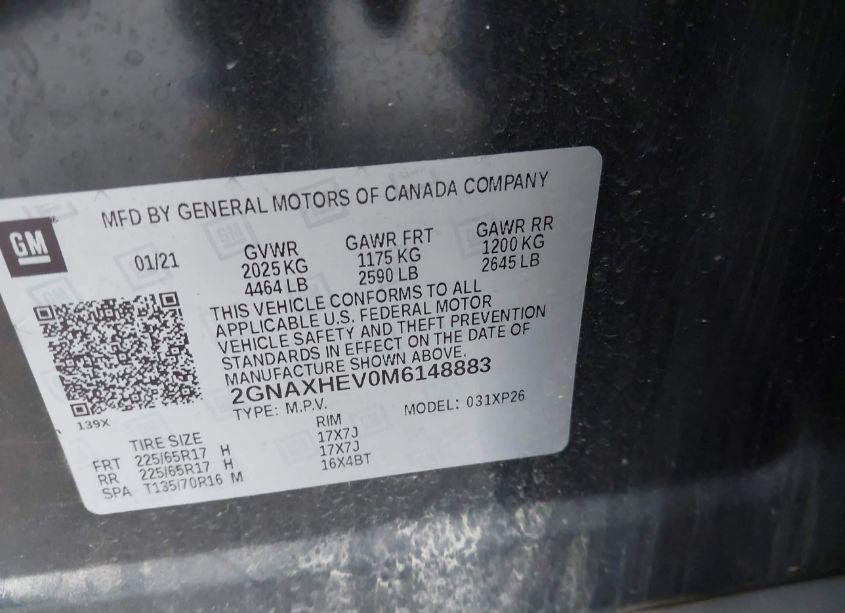 Photo 9 of 2021 Chevrolet Equinox FWD LS (VIN 2GNAXHEV0M6148883)