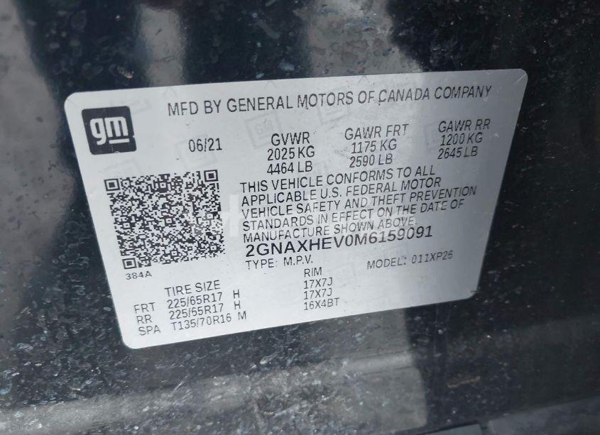 Photo 9 of 2021 Chevrolet Equinox FWD LS (VIN 2GNAXHEV0M6159091)