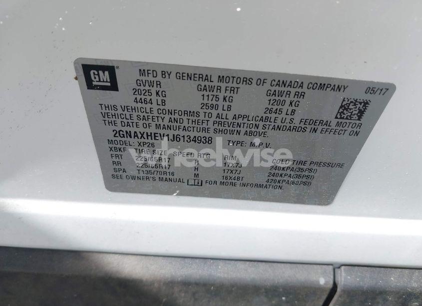 Photo 9 of 2018 Chevrolet Equinox LS (VIN 2GNAXHEV1J6134938)