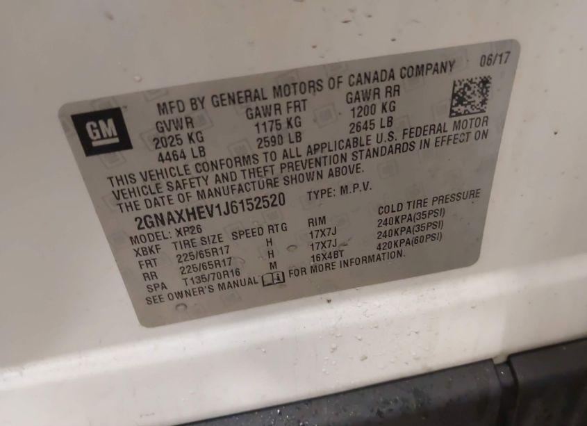 Photo 9 of 2018 Chevrolet Equinox LS (VIN 2GNAXHEV1J6152520)