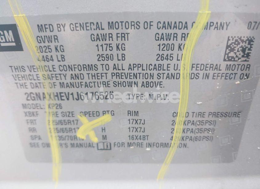 Photo 9 of 2018 Chevrolet Equinox LS (VIN 2GNAXHEV1J6176526)