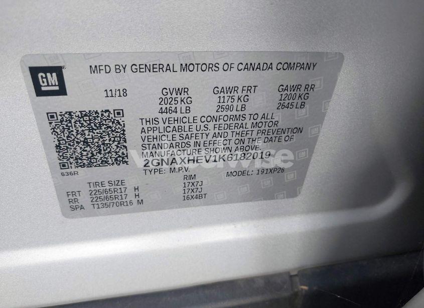 Photo 9 of 2019 Chevrolet Equinox LS (VIN 2GNAXHEV1K6182019)