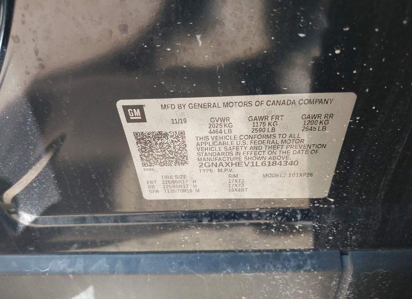 Photo 9 of 2020 Chevrolet Equinox FWD LS (VIN 2GNAXHEV1L6184340)