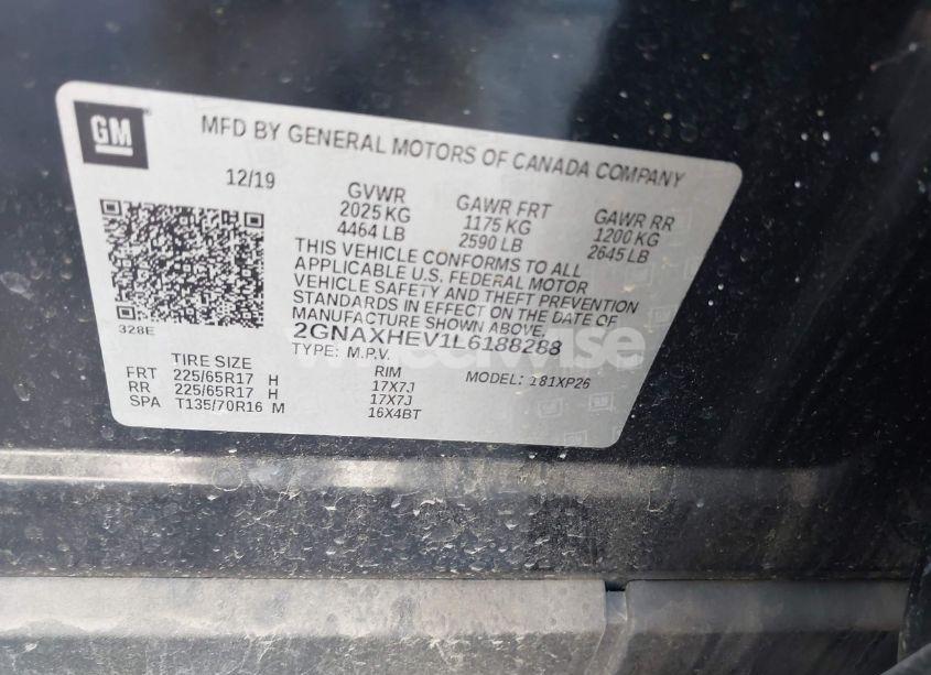 Photo 9 of 2020 Chevrolet Equinox FWD LS (VIN 2GNAXHEV1L6188288)