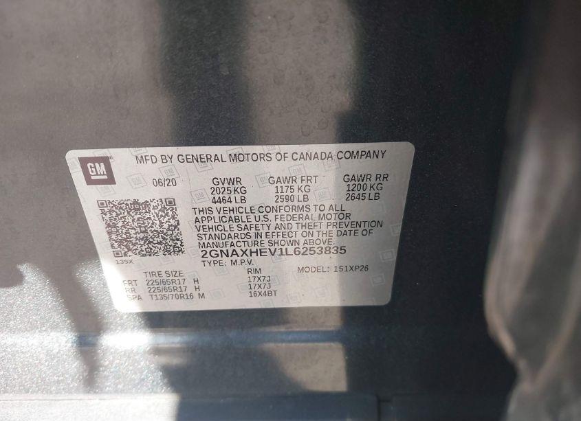 Photo 9 of 2020 Chevrolet Equinox FWD LS (VIN 2GNAXHEV1L6253835)