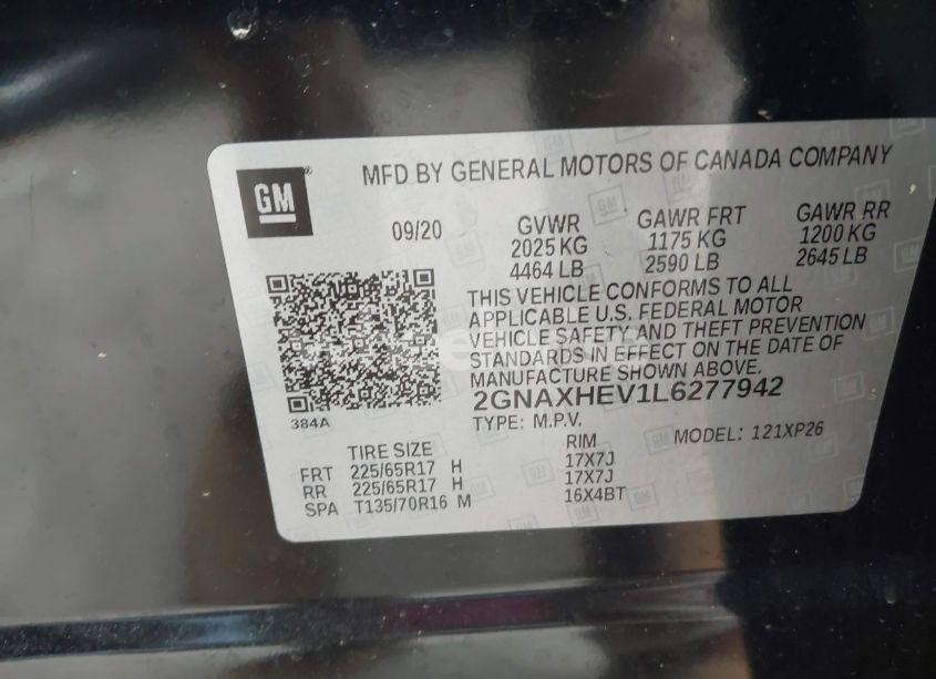 Photo 9 of 2020 Chevrolet Equinox FWD LS (VIN 2GNAXHEV1L6277942)