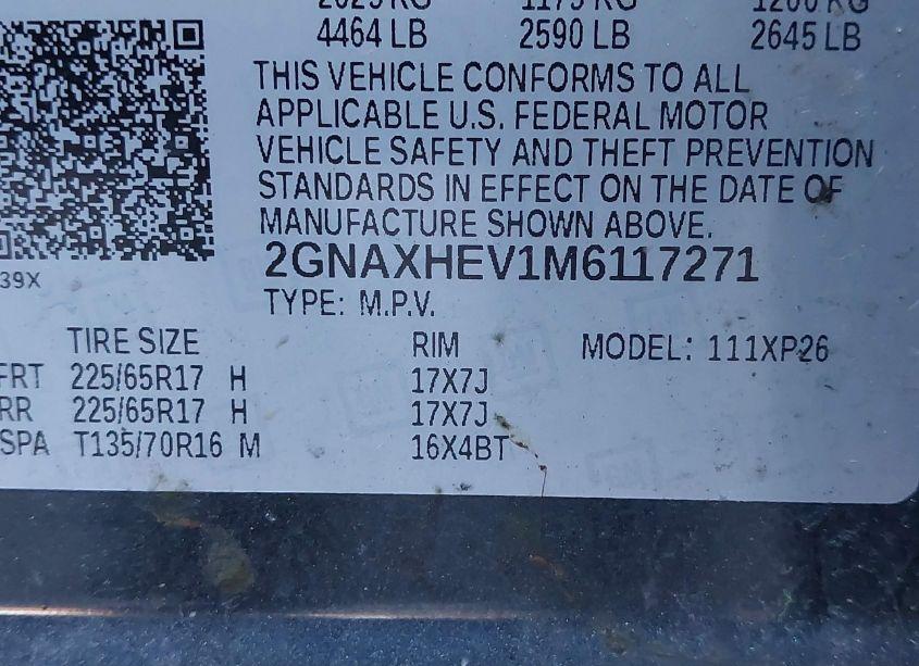 Photo 9 of 2021 Chevrolet Equinox FWD LS (VIN 2GNAXHEV1M6117271)