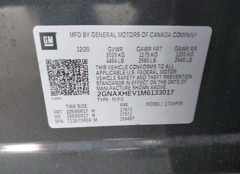 Photo 9 of 2021 Chevrolet Equinox FWD LS (VIN 2GNAXHEV1M6133017)