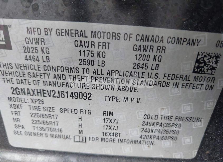 Photo 9 of 2018 Chevrolet Equinox LS (VIN 2GNAXHEV2J6149092)