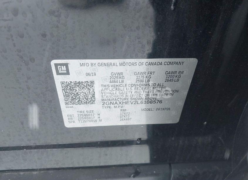 Photo 9 of 2020 Chevrolet Equinox FWD LS (VIN 2GNAXHEV2L6108576)