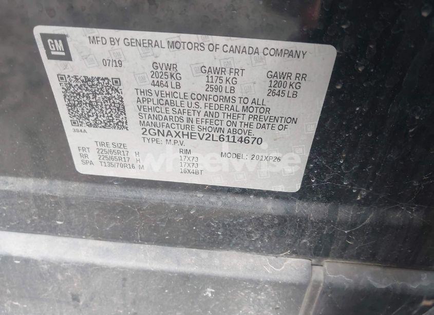 Photo 9 of 2020 Chevrolet Equinox FWD LS (VIN 2GNAXHEV2L6114670)