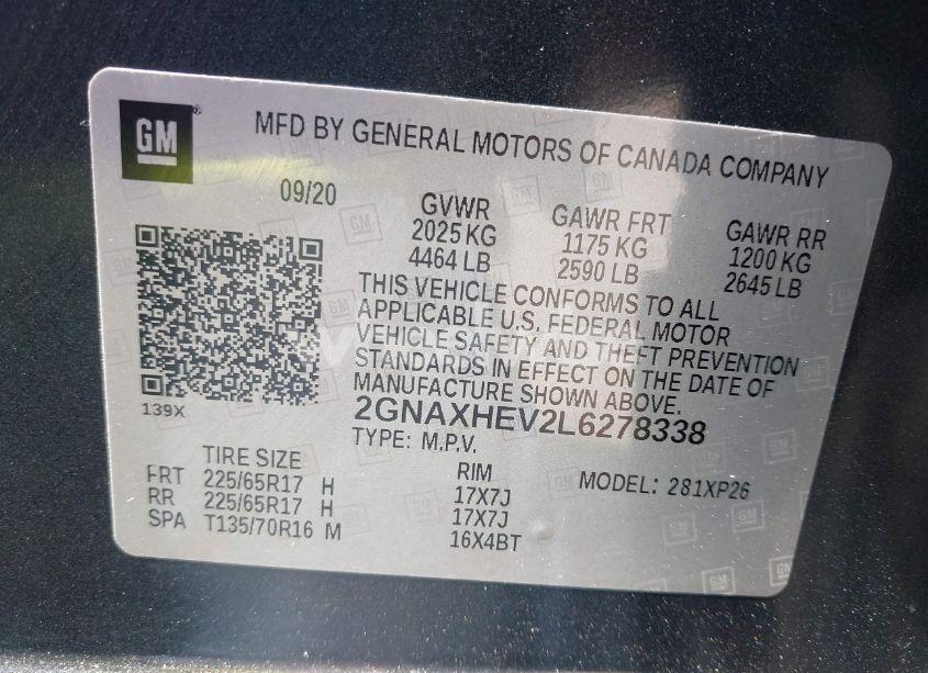 Photo 9 of 2020 Chevrolet Equinox FWD LS (VIN 2GNAXHEV2L6278338)