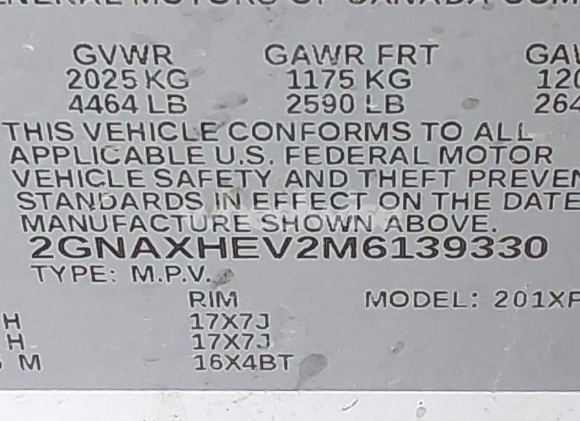 Photo 9 of 2021 Chevrolet Equinox FWD LS (VIN 2GNAXHEV2M6139330)