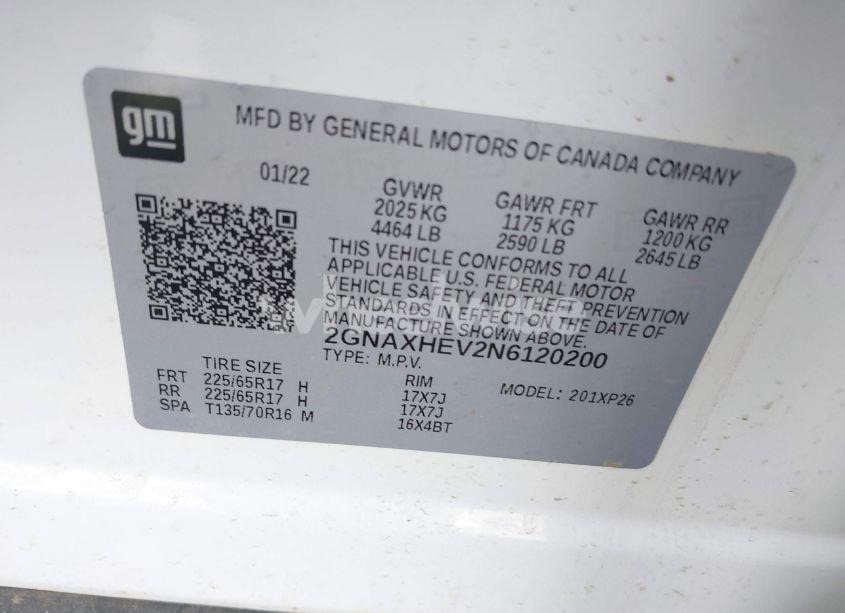 Photo 9 of 2022 Chevrolet Equinox FWD LS (VIN 2GNAXHEV2N6120200)