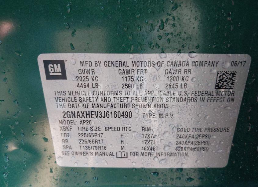 Photo 9 of 2018 Chevrolet Equinox LS (VIN 2GNAXHEV3J6160490)