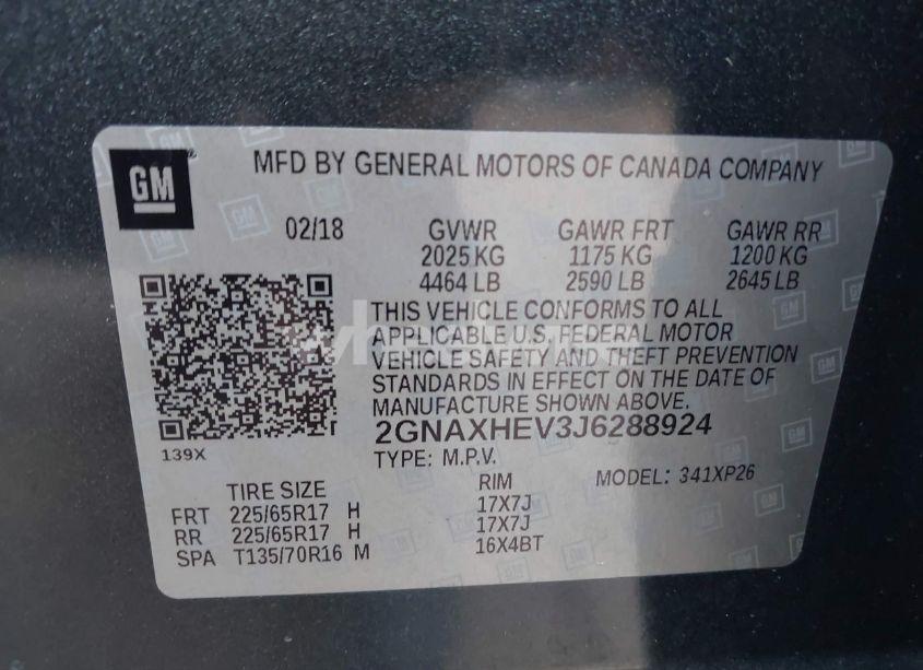 Photo 9 of 2018 Chevrolet Equinox LS (VIN 2GNAXHEV3J6288924)