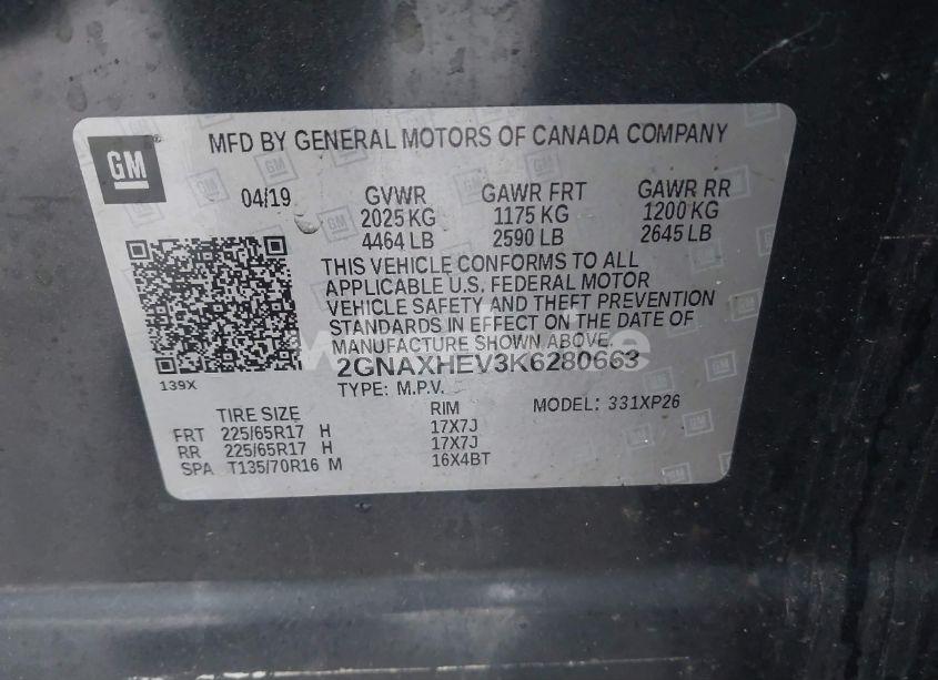 Photo 9 of 2019 Chevrolet Equinox LS (VIN 2GNAXHEV3K6280663)