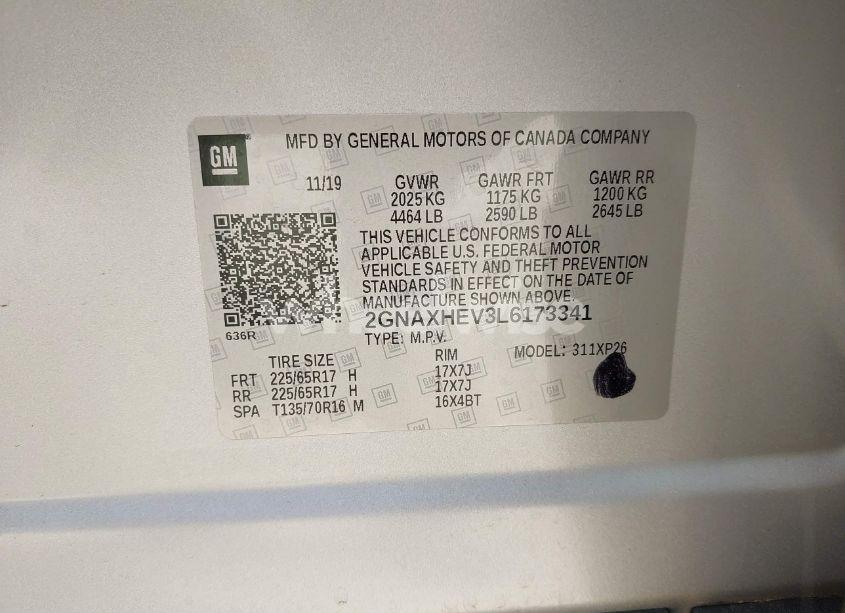 Photo 9 of 2020 Chevrolet Equinox FWD LS (VIN 2GNAXHEV3L6173341)