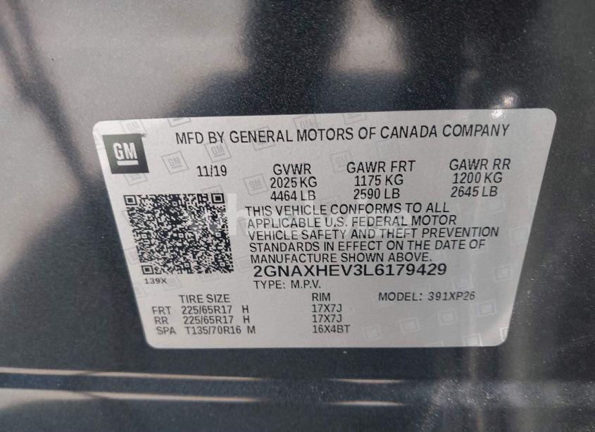 Photo 9 of 2020 Chevrolet Equinox FWD LS (VIN 2GNAXHEV3L6179429)