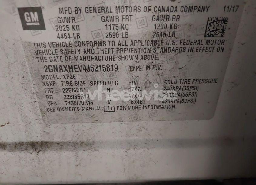 Photo 9 of 2018 Chevrolet Equinox LS (VIN 2GNAXHEV4J6215819)