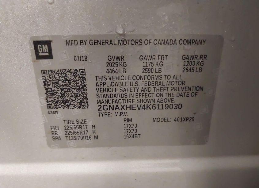 Photo 9 of 2019 Chevrolet Equinox LS (VIN 2GNAXHEV4K6119030)