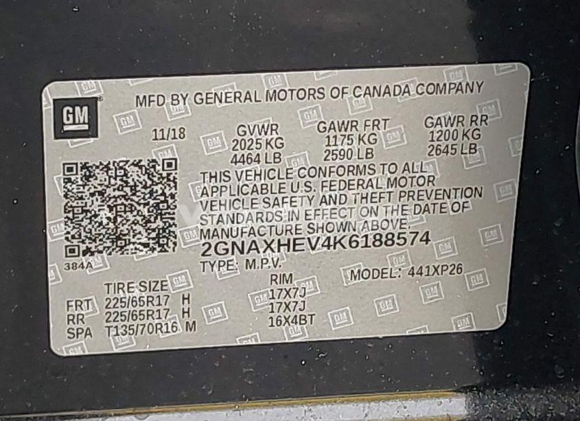 Photo 9 of 2019 Chevrolet Equinox LS (VIN 2GNAXHEV4K6188574)