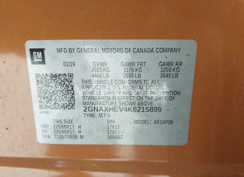 Photo 9 of 2019 Chevrolet Equinox LS (VIN 2GNAXHEV4K6215899)