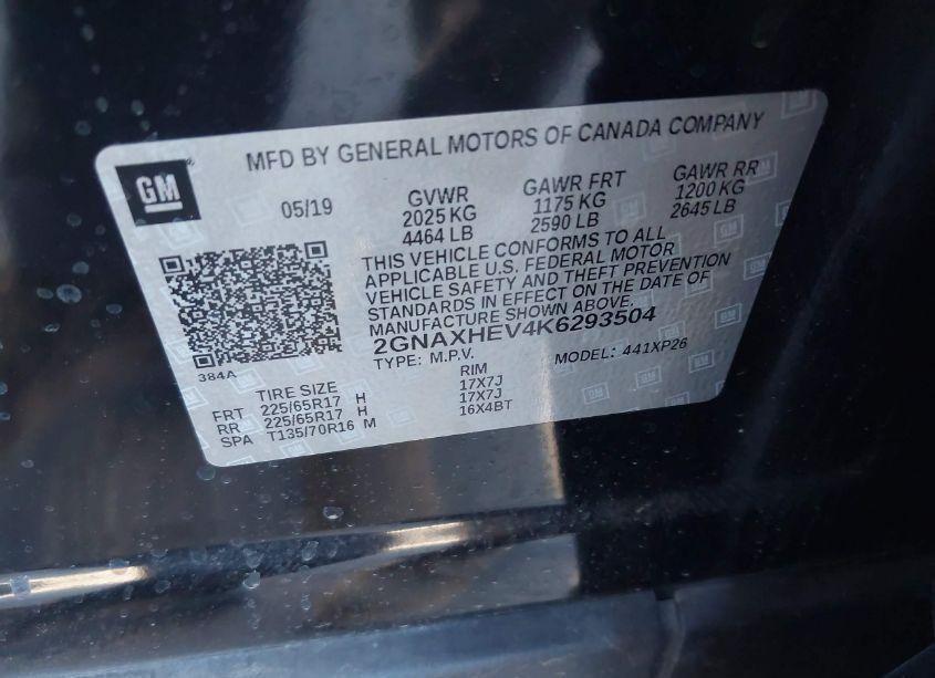 Photo 9 of 2019 Chevrolet Equinox LS (VIN 2GNAXHEV4K6293504)