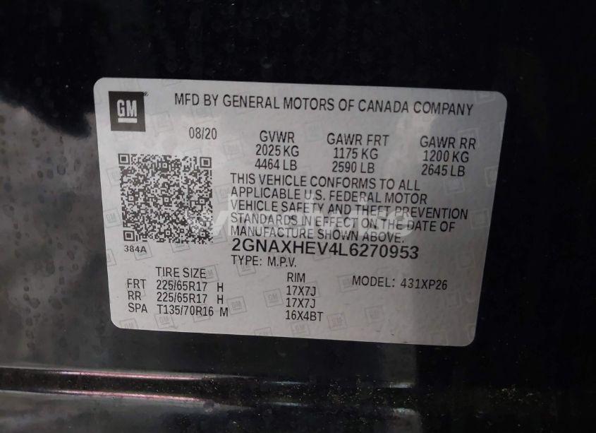 Photo 9 of 2020 Chevrolet Equinox FWD LS (VIN 2GNAXHEV4L6270953)