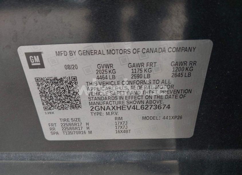 Photo 9 of 2020 Chevrolet Equinox FWD LS (VIN 2GNAXHEV4L6273674)