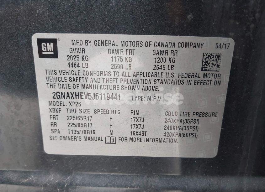 Photo 9 of 2018 Chevrolet Equinox LS (VIN 2GNAXHEV5J6119441)