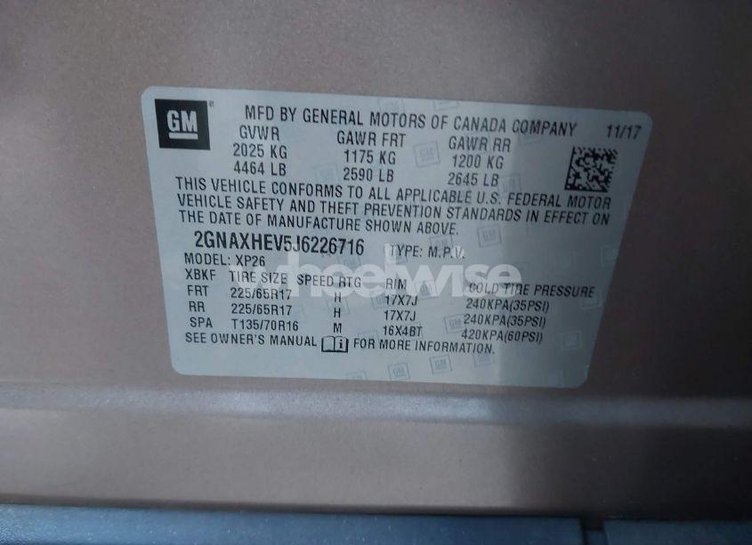 Photo 9 of 2018 Chevrolet Equinox LS (VIN 2GNAXHEV5J6226716)