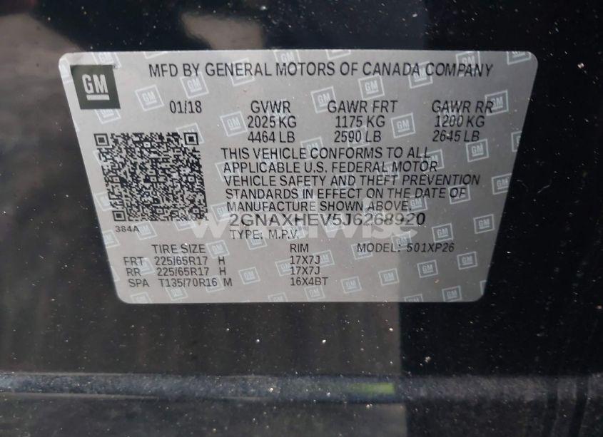 Photo 9 of 2018 Chevrolet Equinox LS (VIN 2GNAXHEV5J6268920)