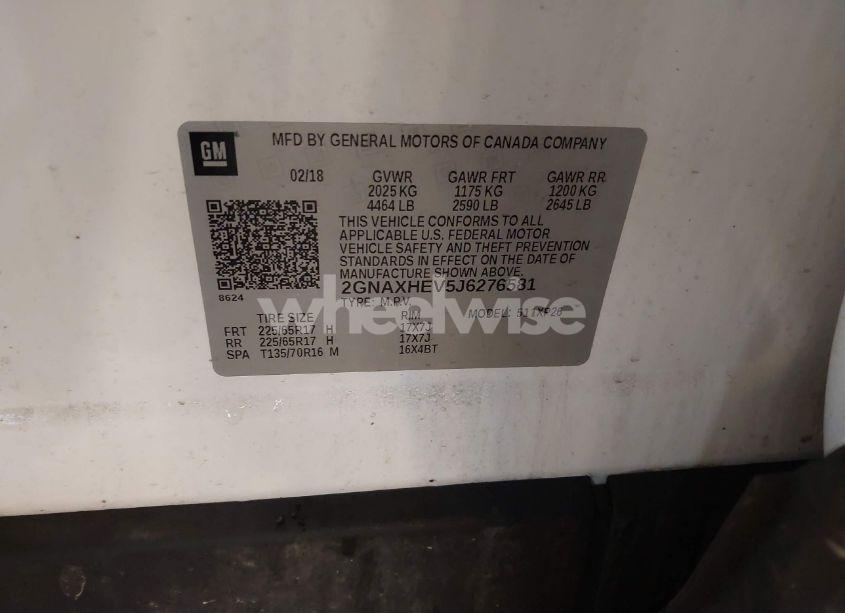 Photo 9 of 2018 Chevrolet Equinox LS (VIN 2GNAXHEV5J6276581)