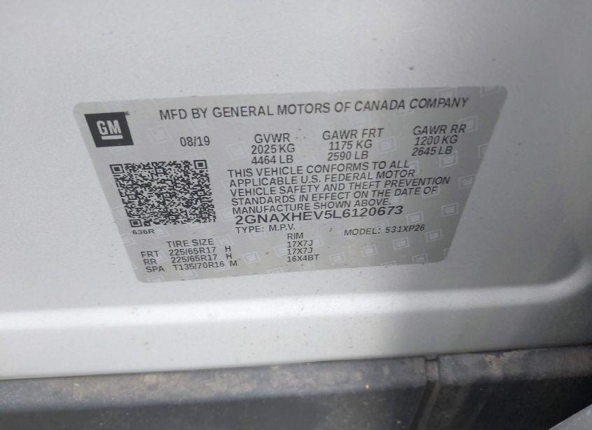 Photo 9 of 2020 Chevrolet Equinox FWD LS (VIN 2GNAXHEV5L6120673)