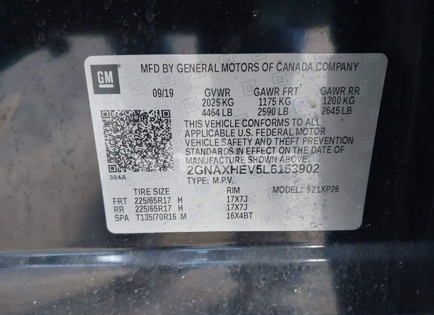 Photo 9 of 2020 Chevrolet Equinox FWD LS (VIN 2GNAXHEV5L6153902)