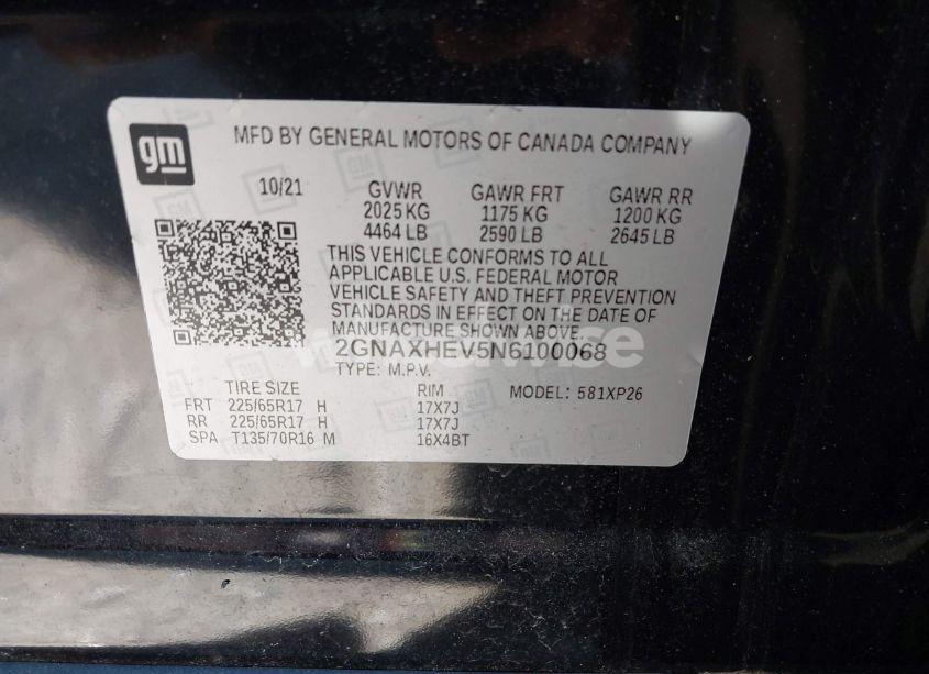 Photo 9 of 2022 Chevrolet Equinox FWD LS (VIN 2GNAXHEV5N6100068)
