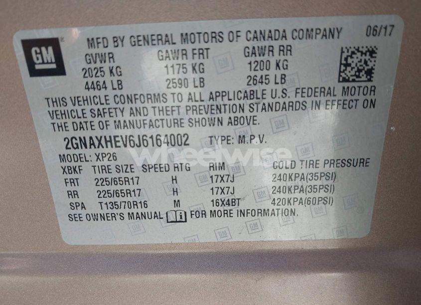 Photo 9 of 2018 Chevrolet Equinox LS (VIN 2GNAXHEV6J6164002)