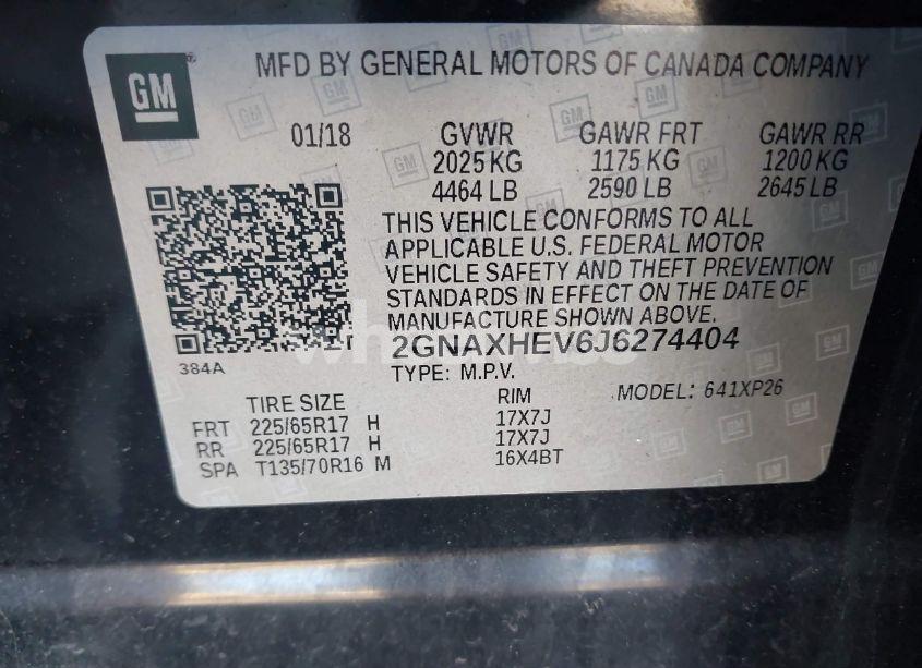 Photo 9 of 2018 Chevrolet Equinox LS (VIN 2GNAXHEV6J6274404)