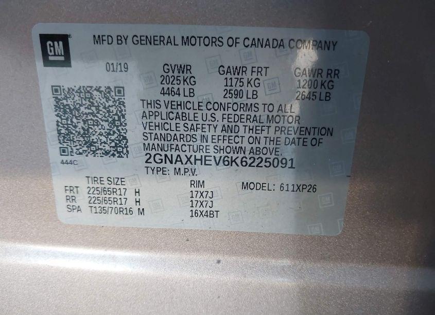 Photo 9 of 2019 Chevrolet Equinox LS (VIN 2GNAXHEV6K6225091)