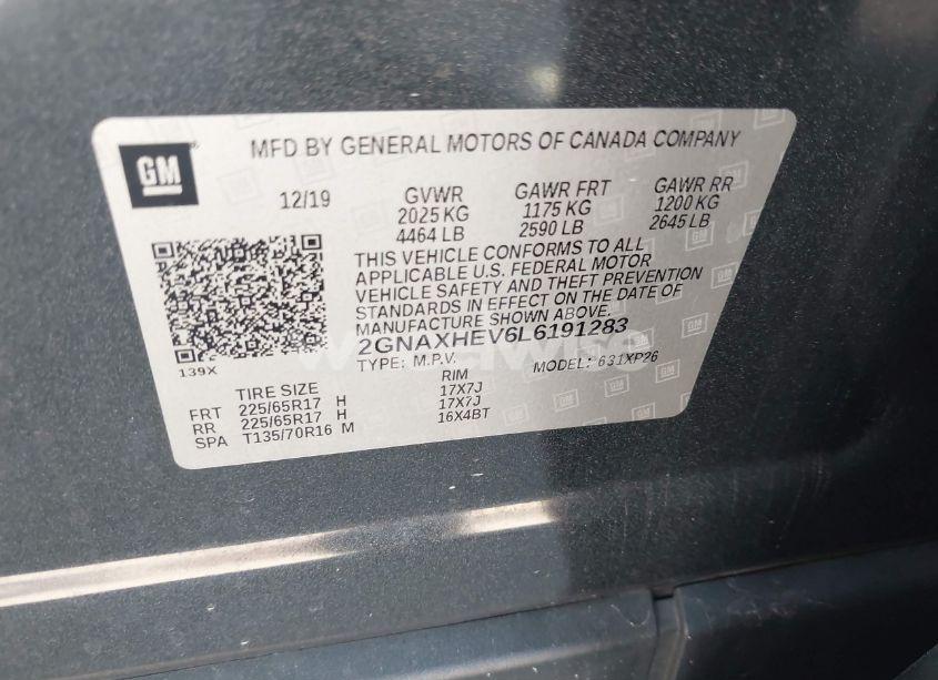 Photo 9 of 2020 Chevrolet Equinox FWD LS (VIN 2GNAXHEV6L6191283)